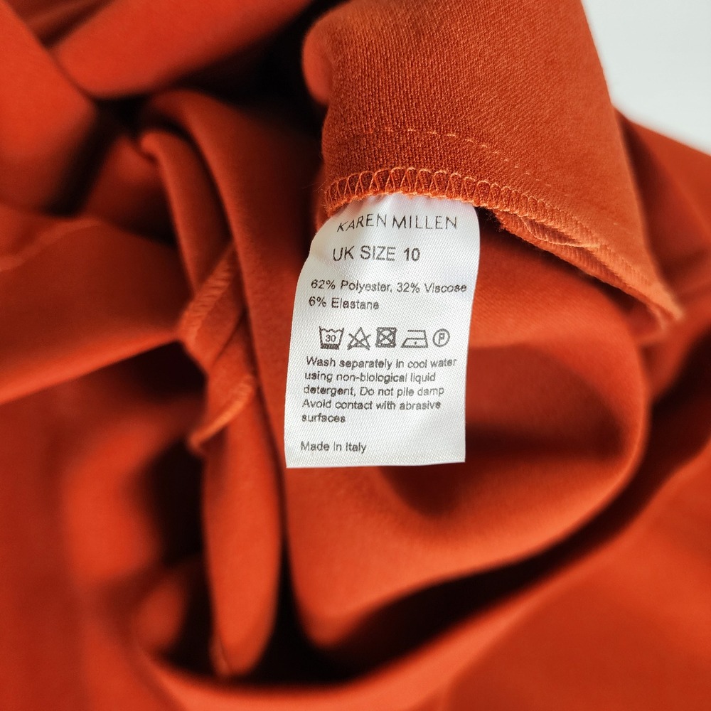 Karen Millen Womens Asymmetric Wrap Midi Skirt Size 6 Orange Made in Italy NWOT - Picture 8 of 12